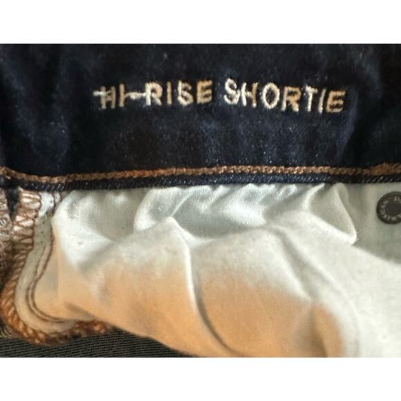 American Eagle Hi Rise Shortie Blue Denim Shorts 2" Stretch Womens 6 Distressed - Picture 5 of 7
